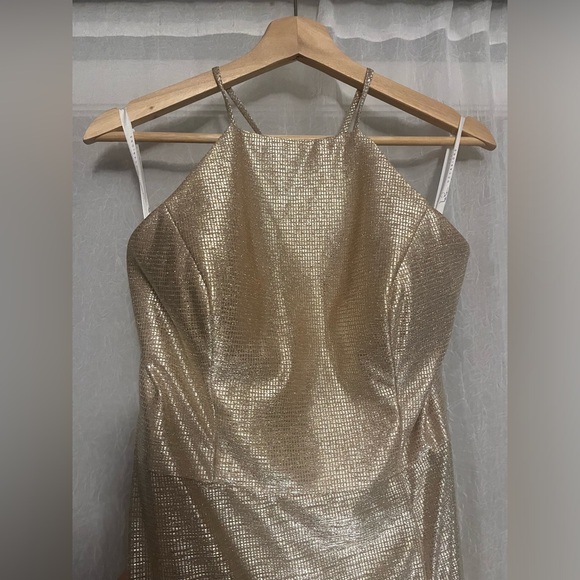 Hayley Paige Gold Liquid Metallic Dress - Picture 5 of 10